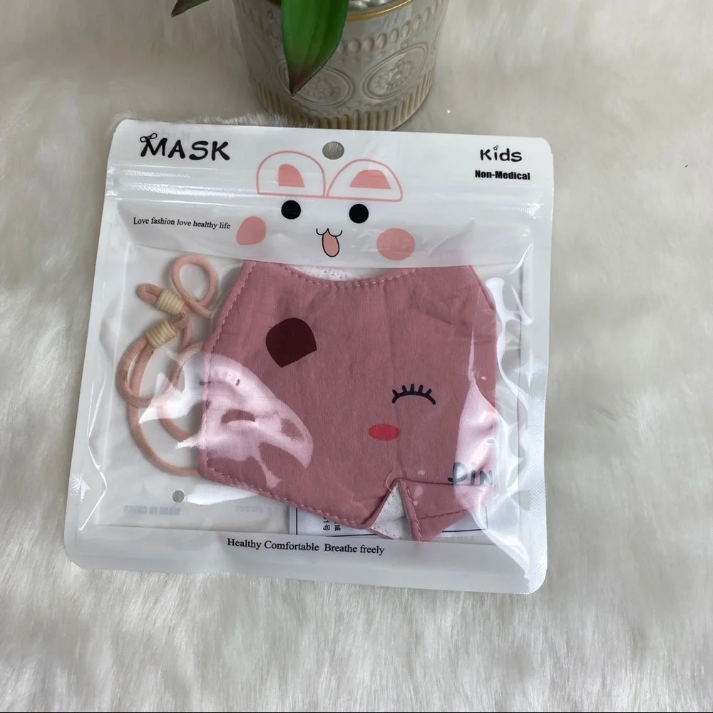 KIDS CUTE PINK CAT COTTON FACE MASK‎